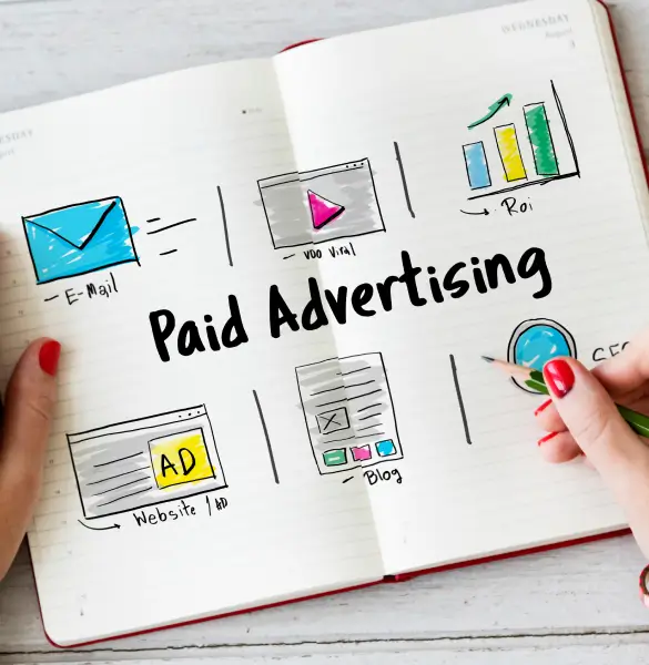 paid advertising written in notebook